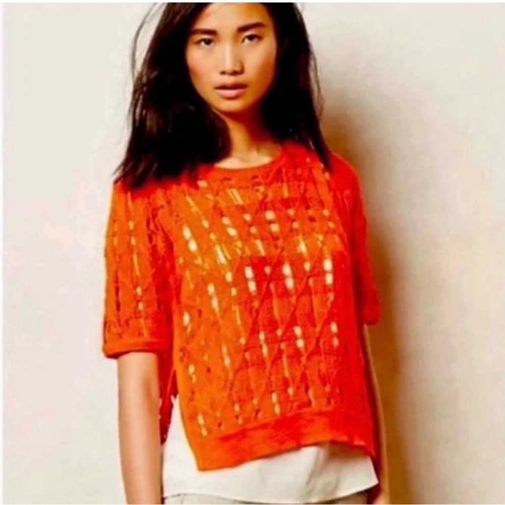 Anthropologie Moth Crochet Knit Sweater